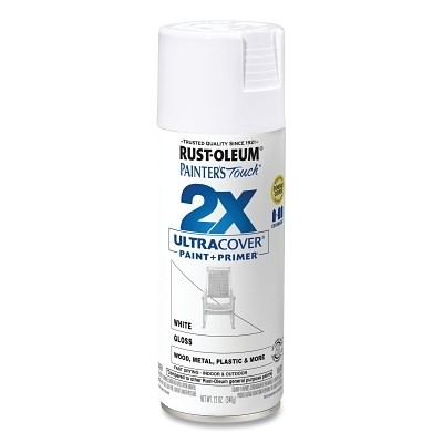 Painter’s Touch 2X Ultra Cover Gloss Spray Paints + Primer, 12 oz, White