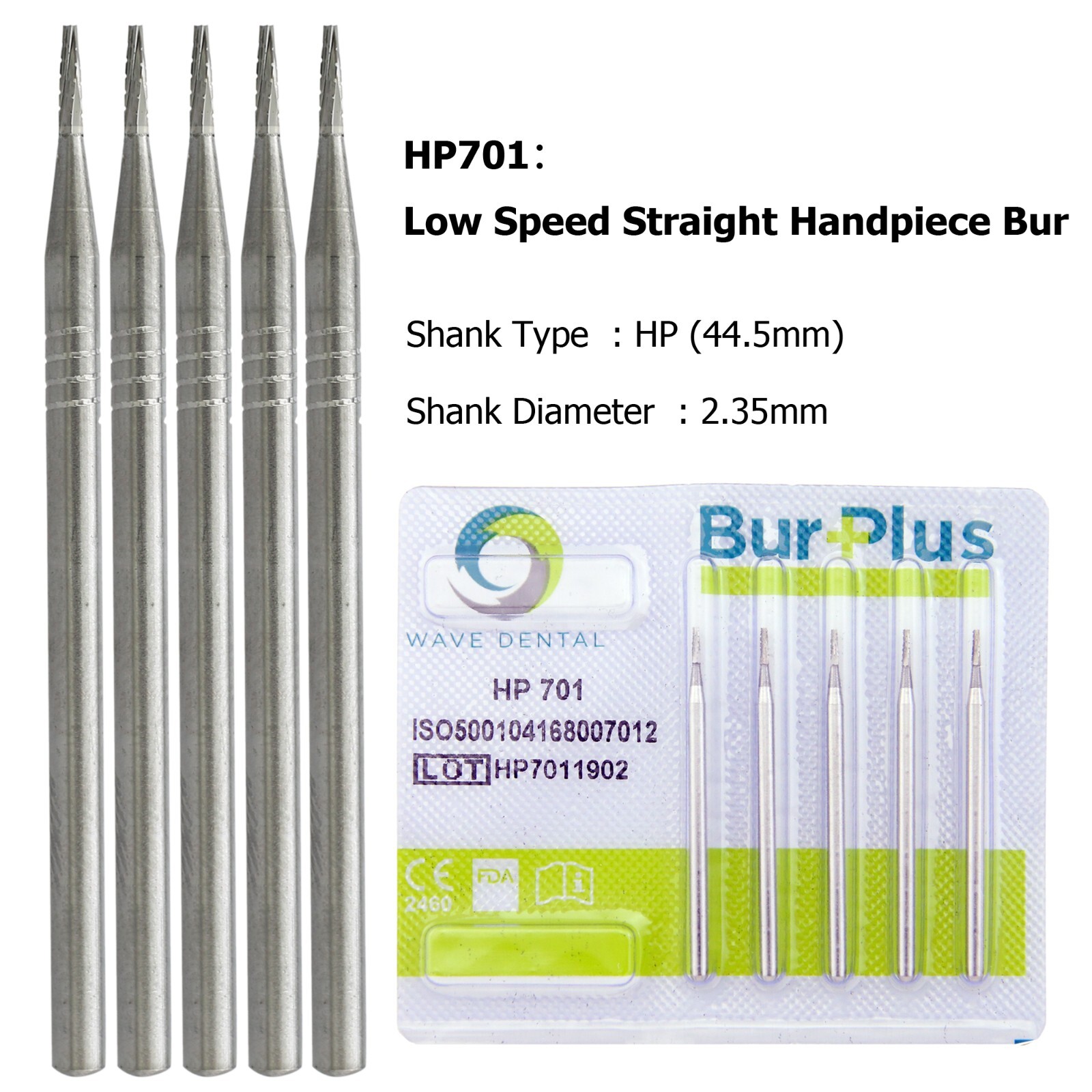 Wave Dental Surgical Carbide Bur HP 702 701 2.35mm For Low Speed Straight 44.5mm