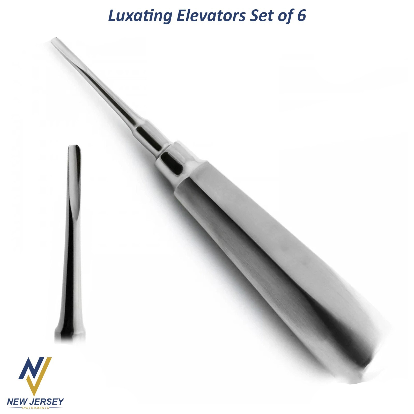 Set Of 6 Dental Luxating Elevators Straight Curved Shank Surgical Extraction Kit