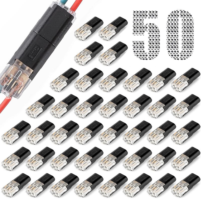 50 Pcs Double-Wire Plug-in Connector, Cable Clamp with Locking Buckle, AWG 18-22