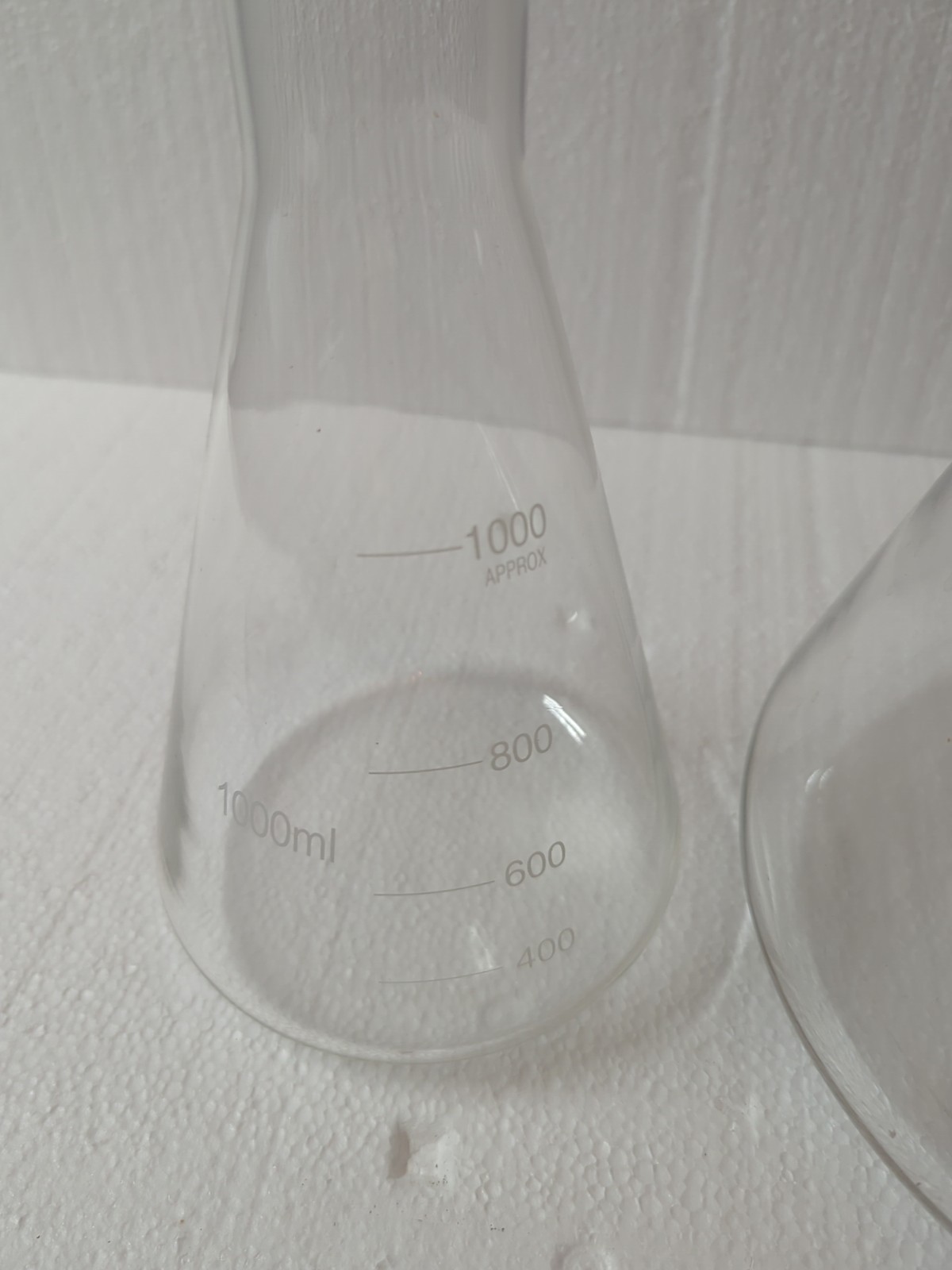 |LOT OF 2 | 5000ml & 1000ml Lab Glass Erlenmeyer Flasks Conical Bottle VGUC