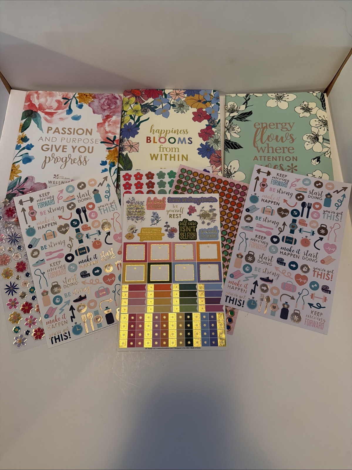 Erin Condren Lot 3 Daily Wellness Log Goals Planners A5 With Stickers *Read*