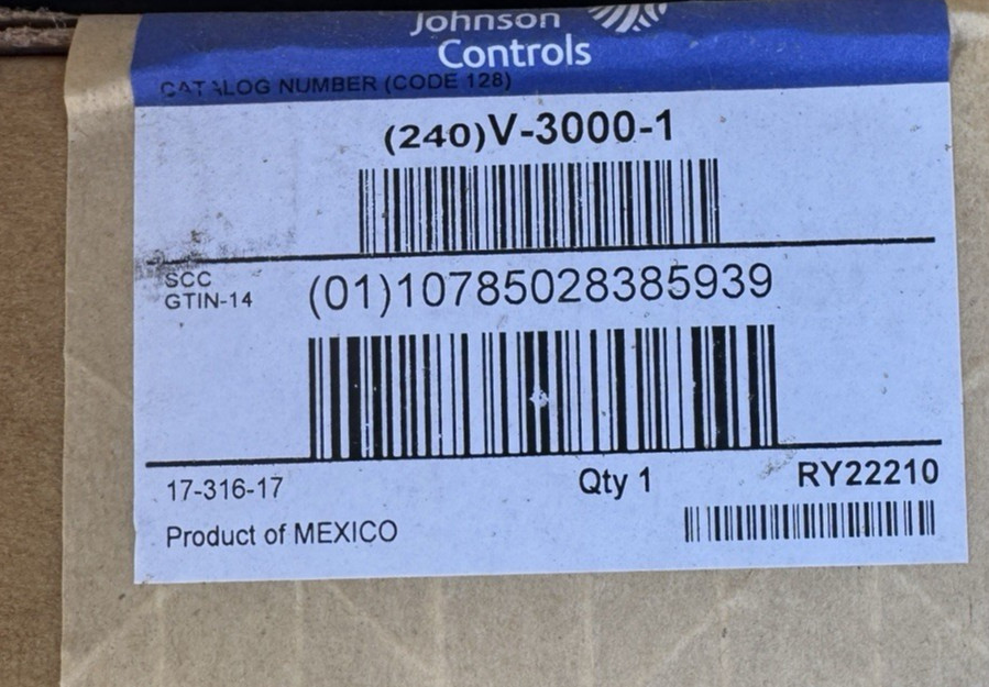JOHNSON CONTROLS V-3000-1 / V30001 (NEW IN BOX) Old Stock RY22210