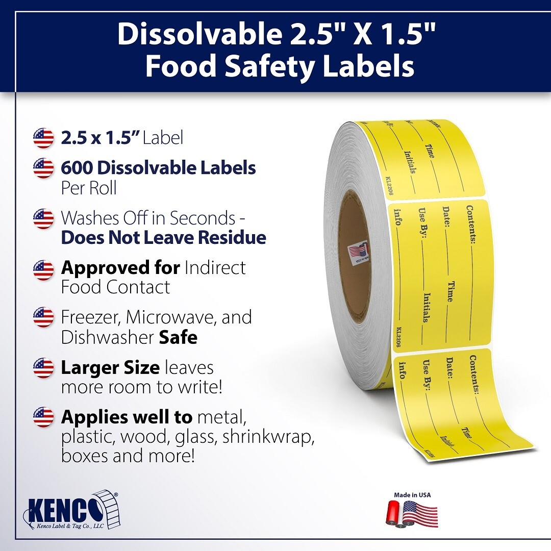 3,000 1.5″ x 2.5″ Dissolvable Labels for Food Containers, Food Prep – 5 Rolls!