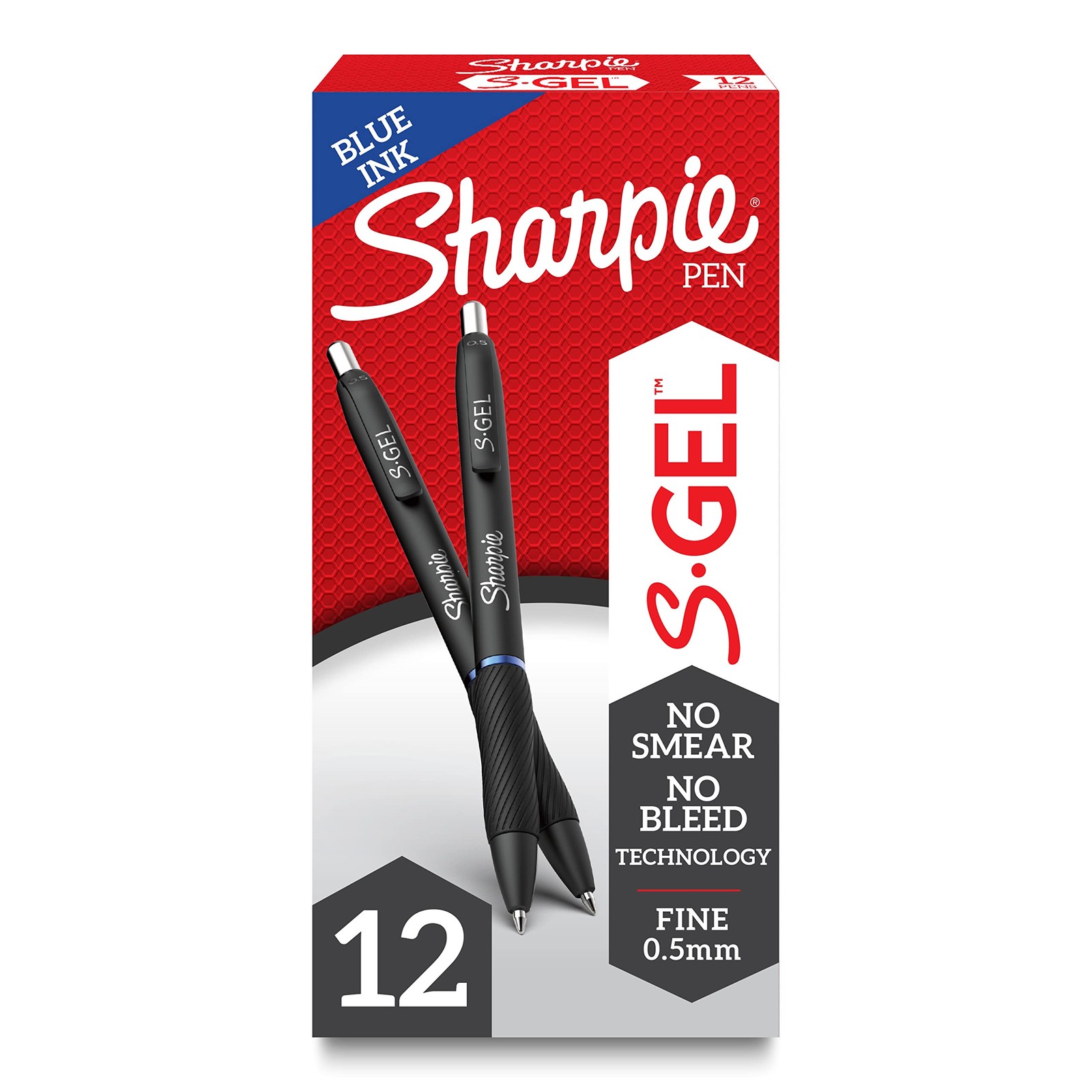 S-Pens, Fine Point (0.5mm), Blue Ink, 12 Count – For Home, Office,