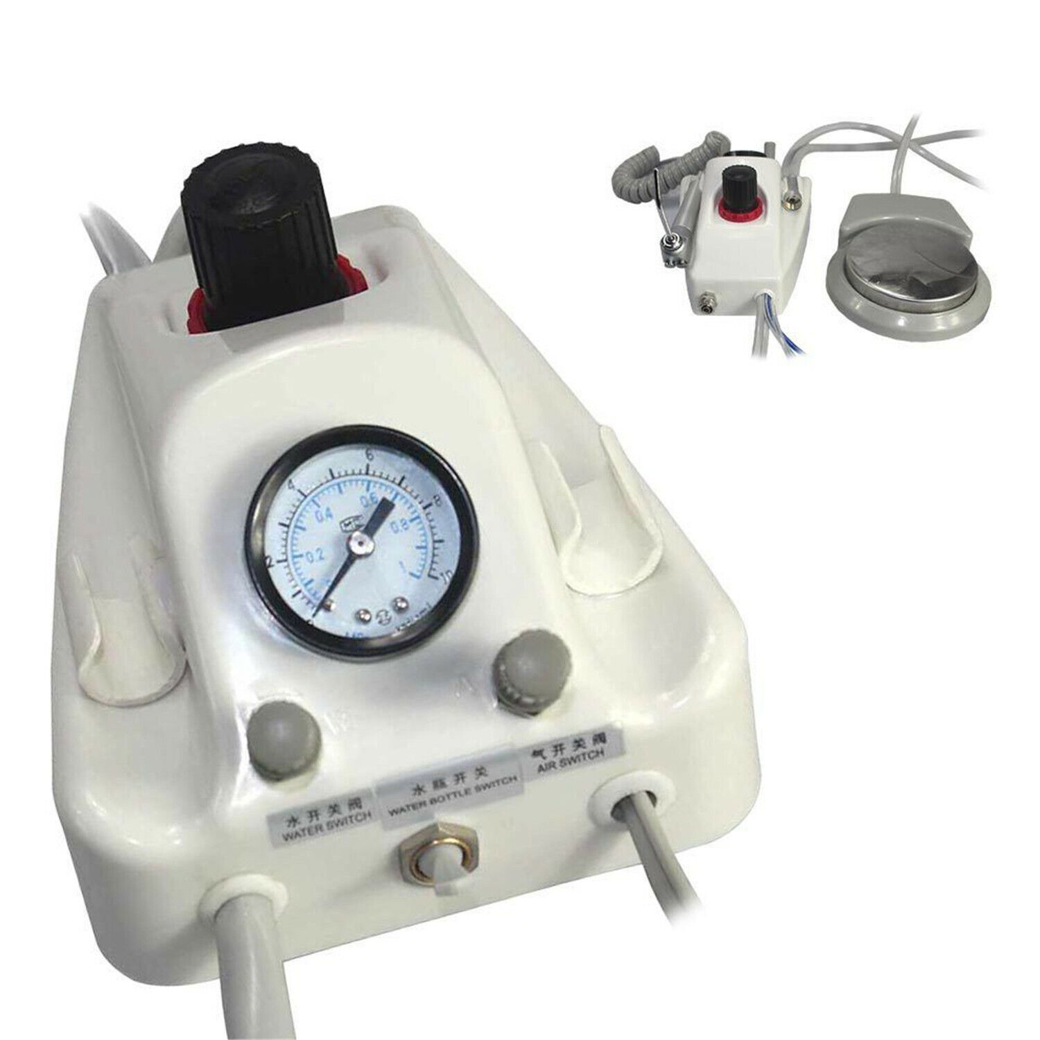 2/4 Holes Portable Dental Turbine Unit Work for Air Compressor & 3 Way Syringe