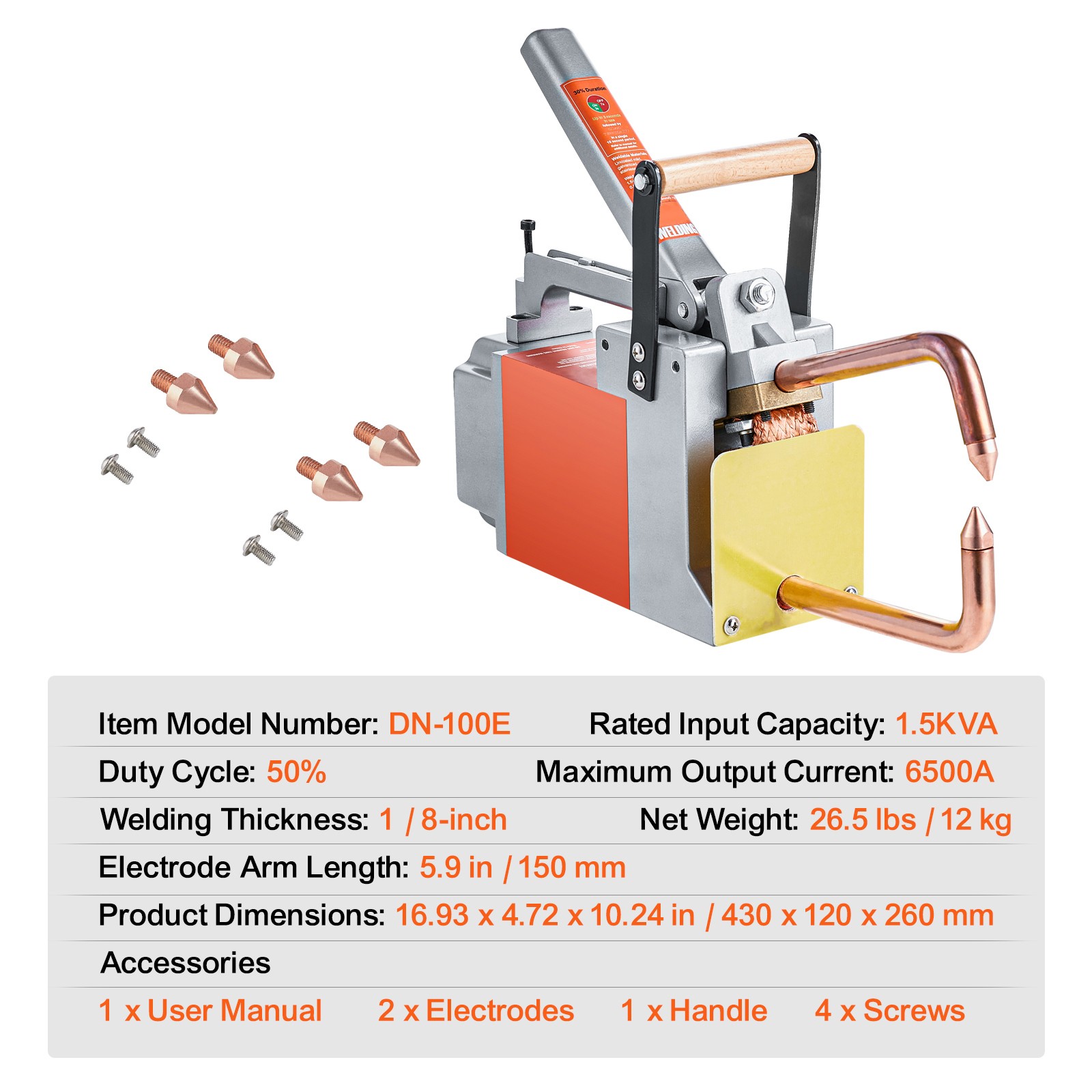 Uimoso Portable Spot Welder for 1/8-inch Metal with 1.5KVA Input Capacity