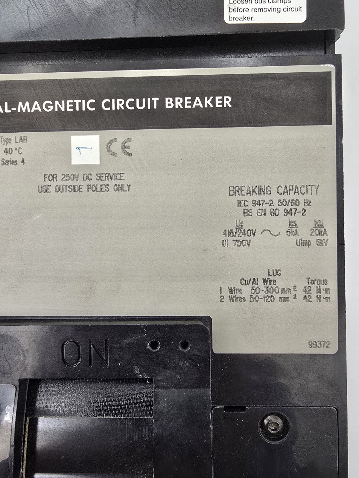 Square D LAB36300 I-Line Circuit Breaker 300A 600VAC 3P 50/60Hz Type LAB