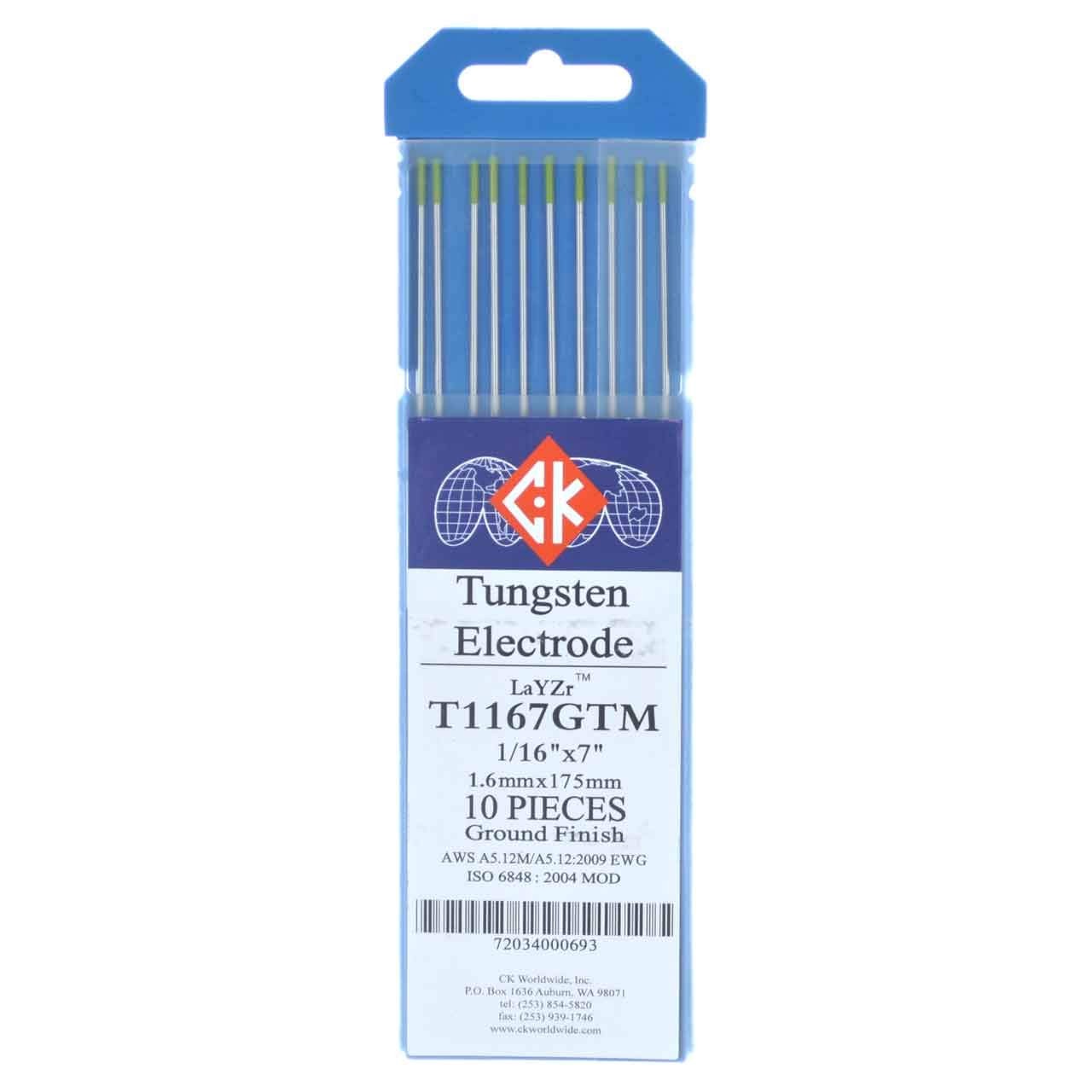 10 PCS Tungsten Electrode 1/16″ x 7″ Chartreuse Welding T1167GTM TIG