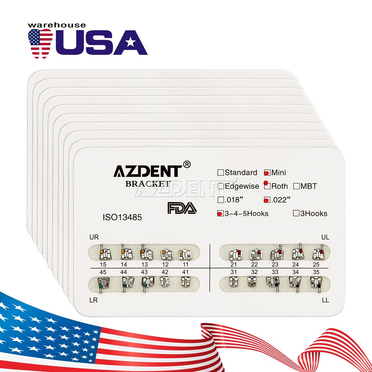 AZDENT Dental Orthodontic Brackets/Niti Arch Wire Round/Rectangular Ovoid/Nature