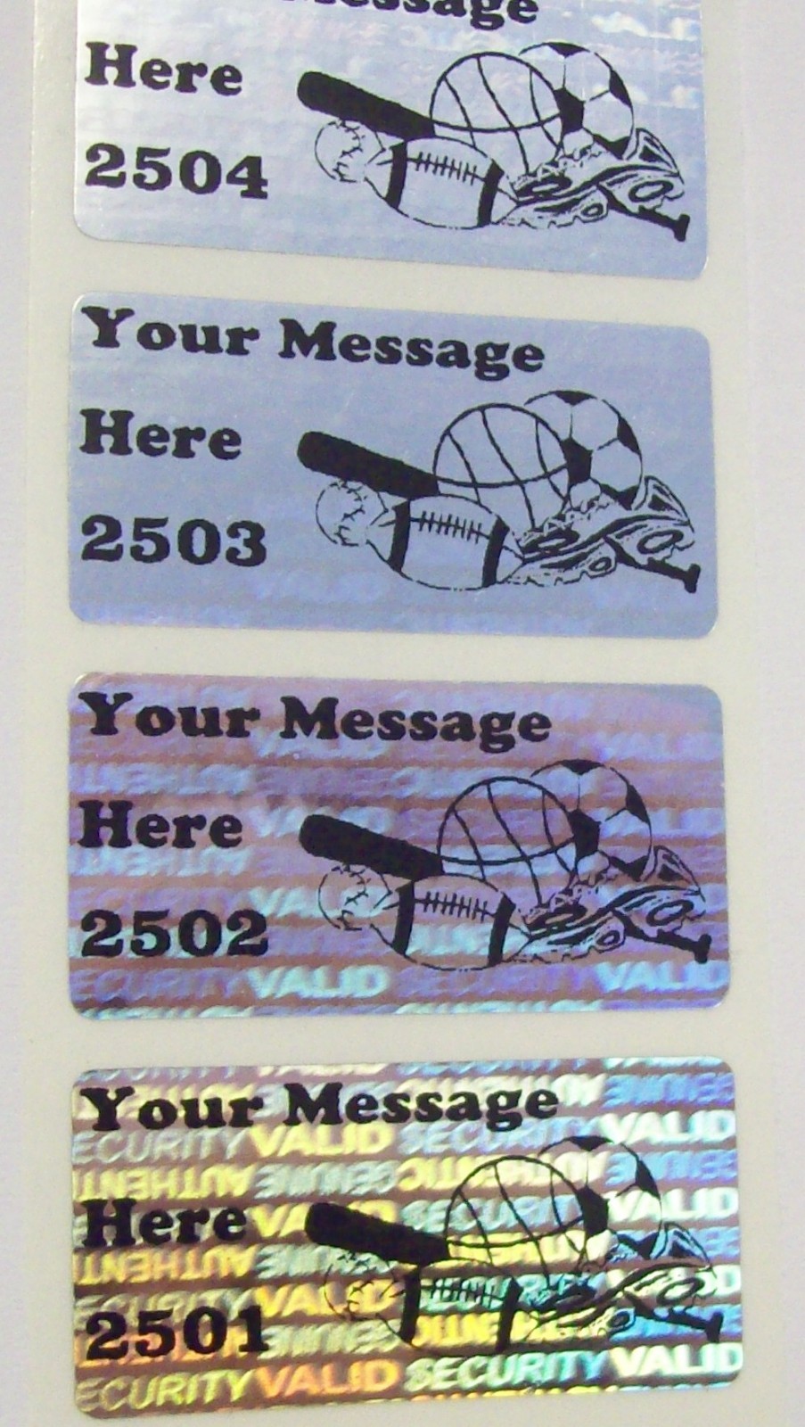SV175c 1000 CUSTOMIZED SVAG .75″ x 1.5″ Hologram Security Stickers