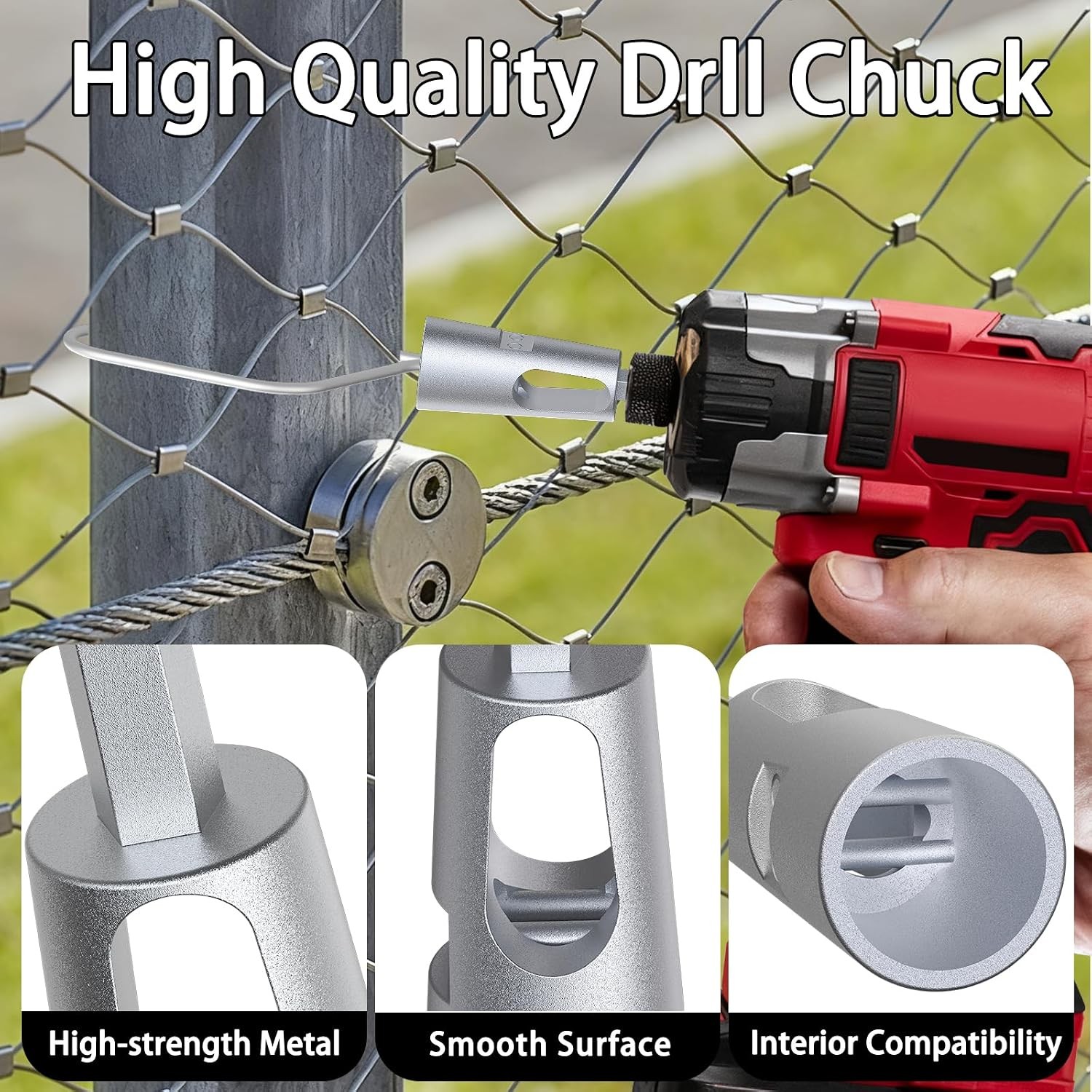 100-Pack T-Post Fence Clips with Free Drill Chuck Tool,Heavy-Duty 11-Gauge Galva