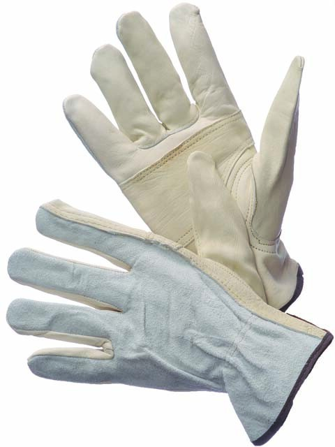 DRIVER GLOVES, STRAIGHT THUMB, COW GRAIN WITH SPLIT LEATHER BACK – Large