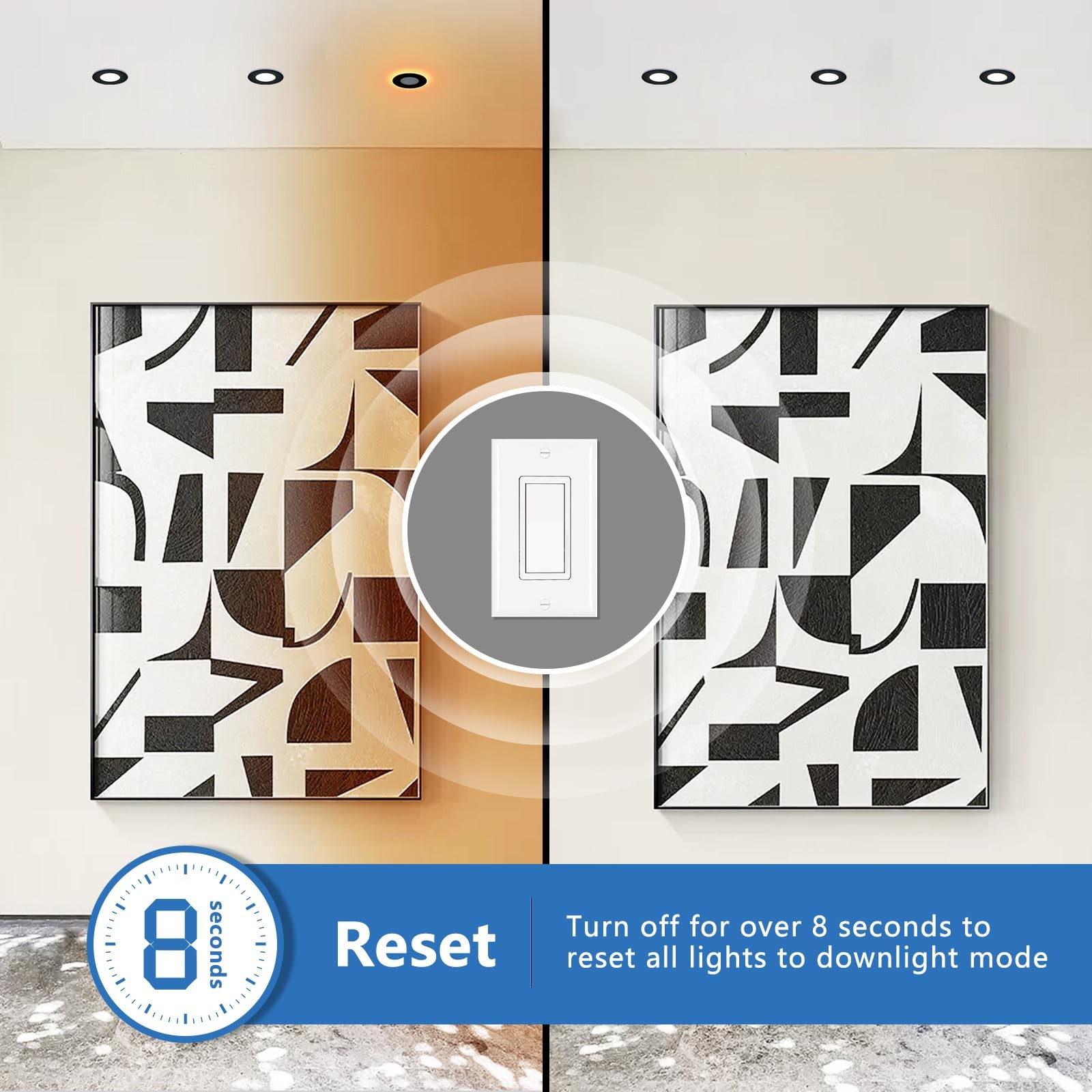 CycevSun 3 Inch Black LED Recessed Lights with Night 3 6-Pack,