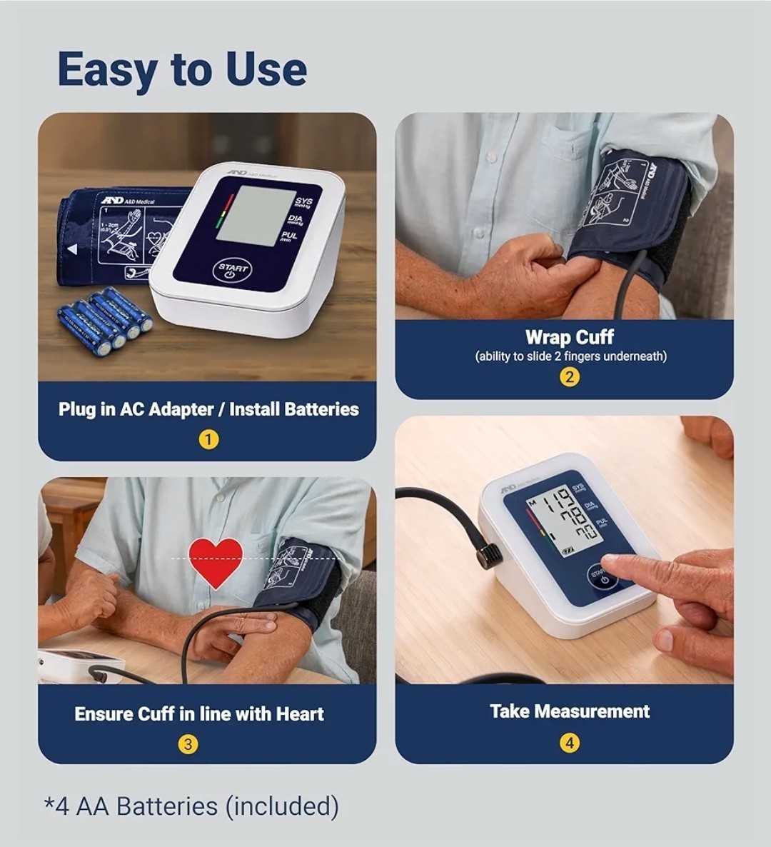 A&D Medical Essential Arm-Type Digital Automatic Blood Pressure Monitor w/ Cuff