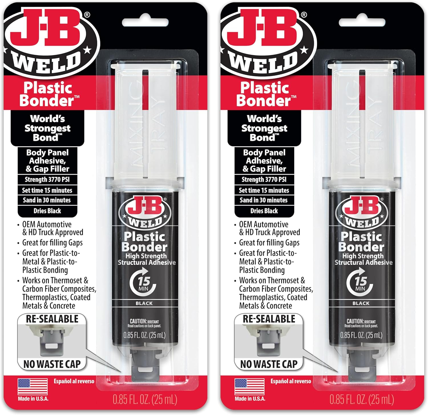 Plastic Bonder Black 25Ml Syringe – 2 Pack (50139-2), 25 Ml – 2 Pack