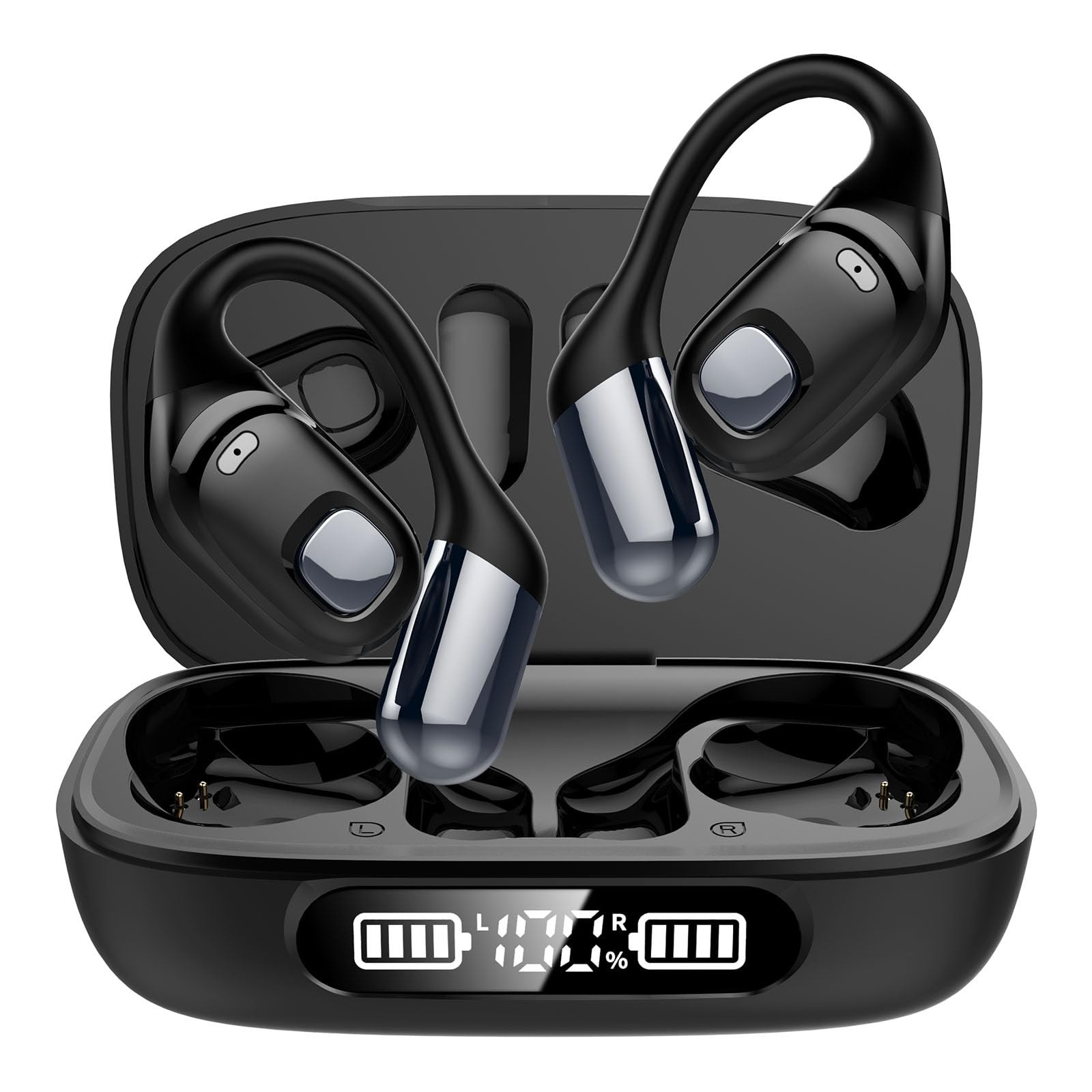 2B2C Open Ear Bluetooth 5.3 Wireless Air Conduction Headphones Mic LED Display