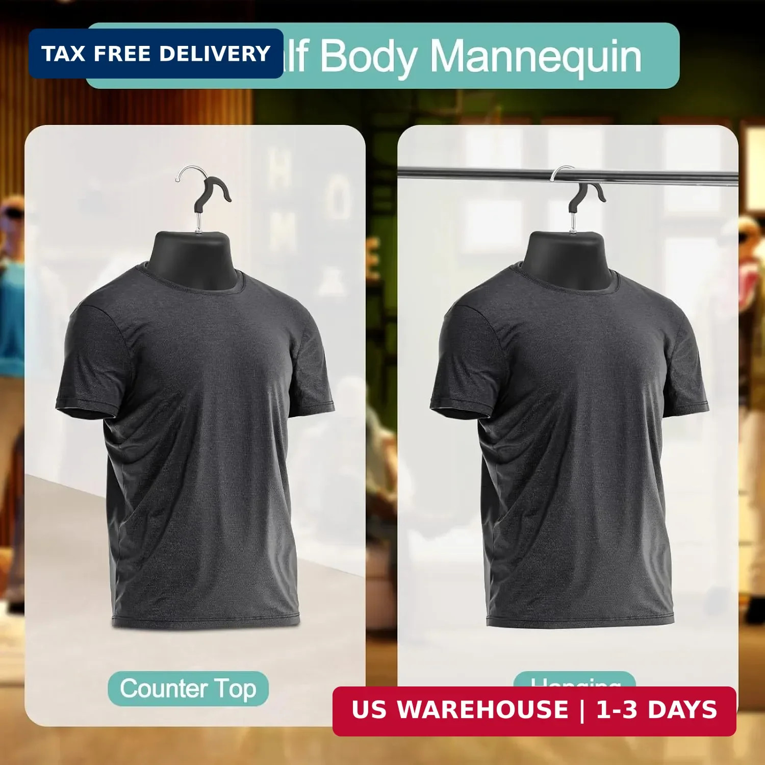Lallisa 6 Pack Male Mannequin Torso Dress Form T-Shirt Display Half Mannequin Bo