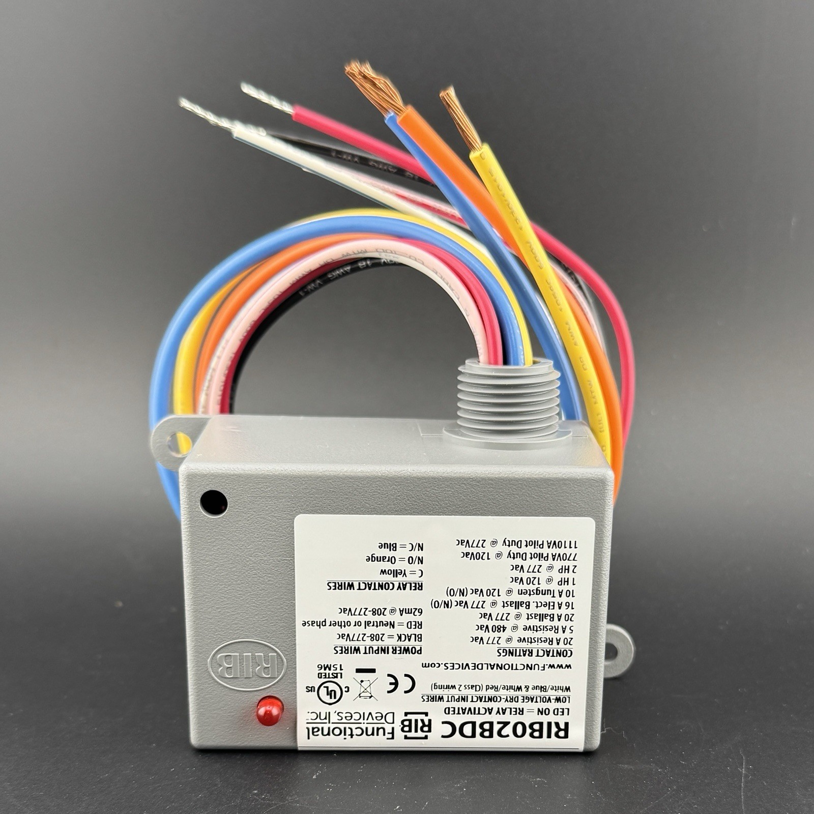 Functional Devices Inc RIB02BDC Dry Contact Input Relay 208-277V AC 20A LED