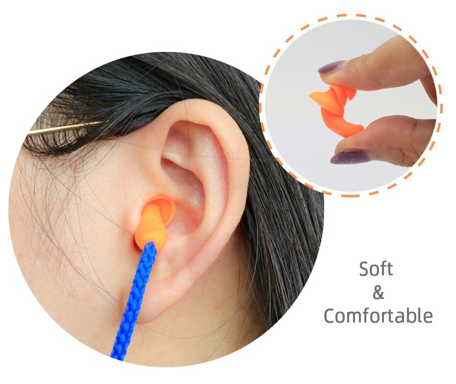 10 Pair Silicone Corded Ear Plugs Reusable Shooting Hearing Protection with Cord