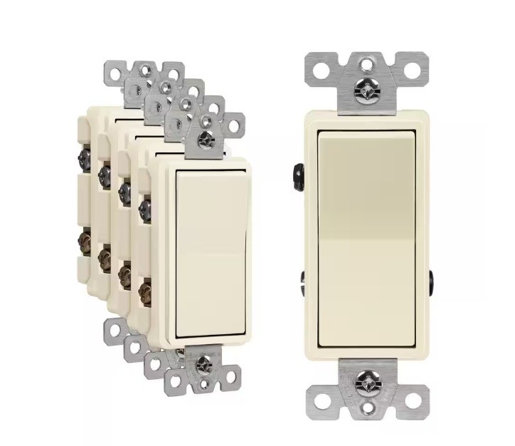 ENERLITES Rocker Light Switch, Single Pole 3-Way, 20A, Light Almond Beige-5-Pack