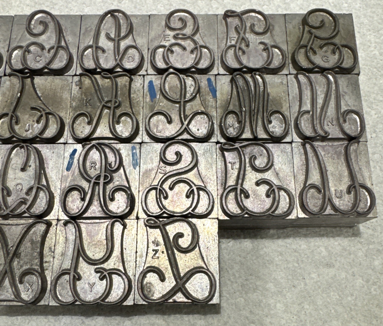Vintage Large Font Metal Letterpress Type A-Z Set