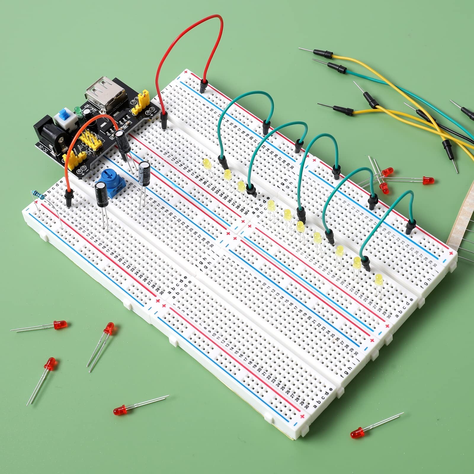 6 Pcs 400 Point Solderless Breadboard Prototype Board Kit White Electronics