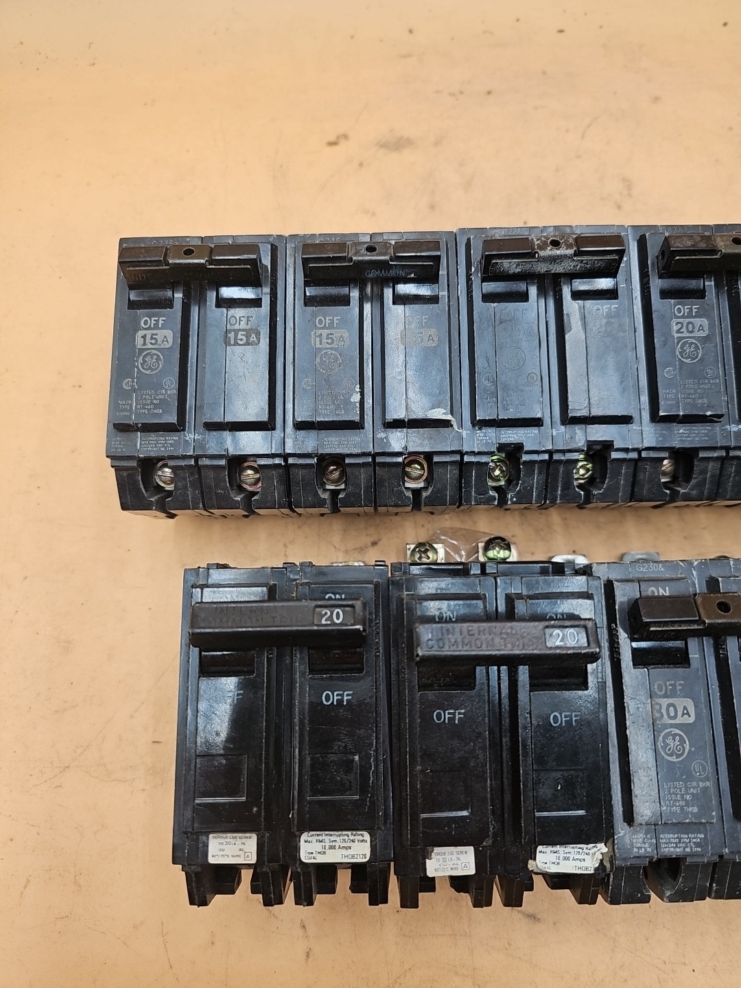 LOT OF 9 GE General Electric Bolt-On Circuit Breakers. THQB2120, THQB2130