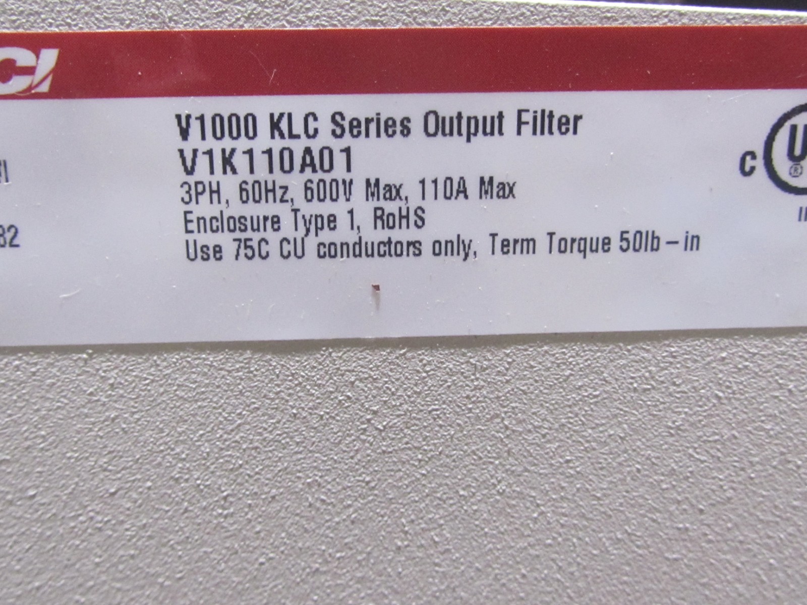 NEW TCI TRANS COIL V1000 KLC SERIES OUTPUT FILTER V1K110A01 3HP, 60Hz, 600v max