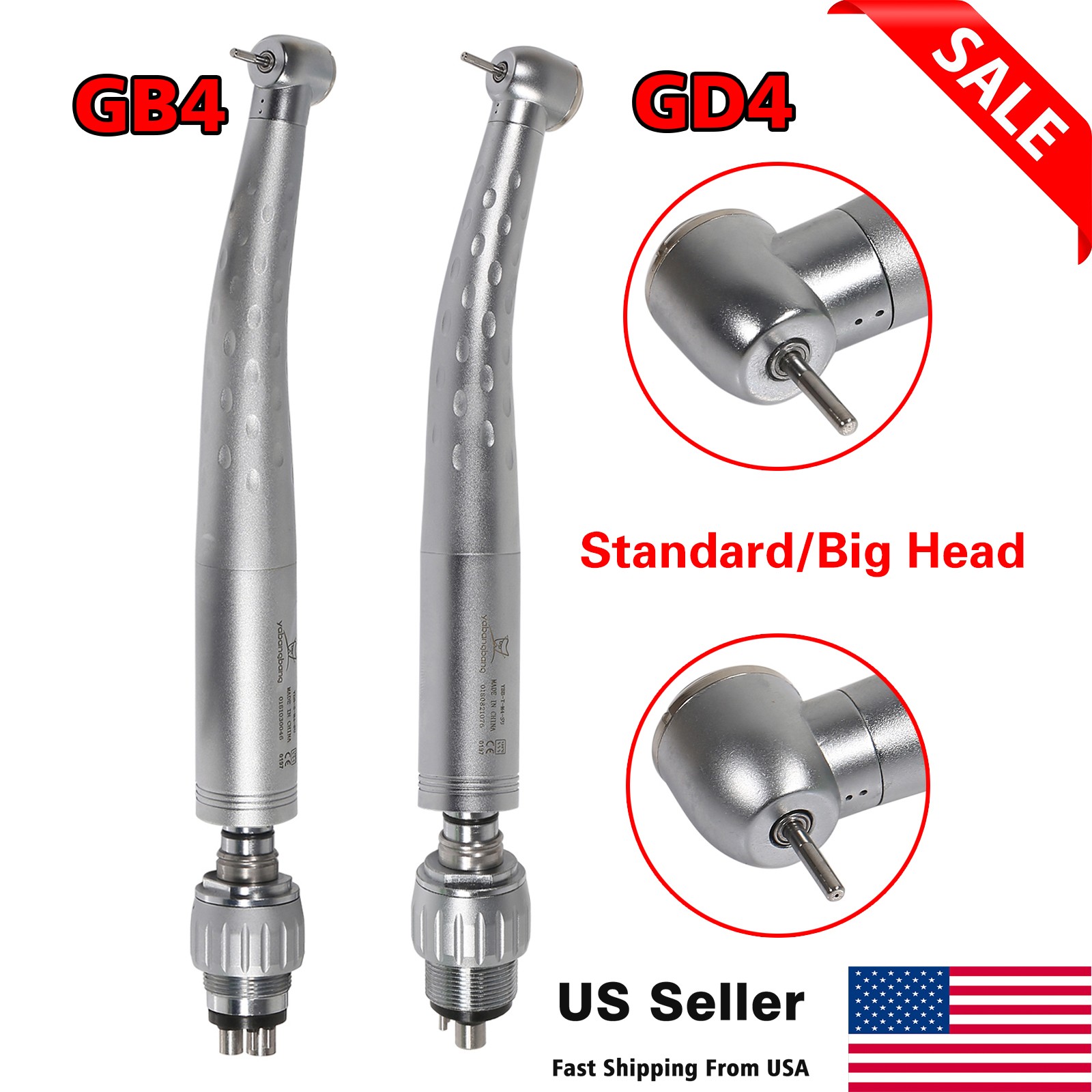 Dental High Speed Fiber Optic LED Turbine Handpiece 6Hole Coupler KaVo Style