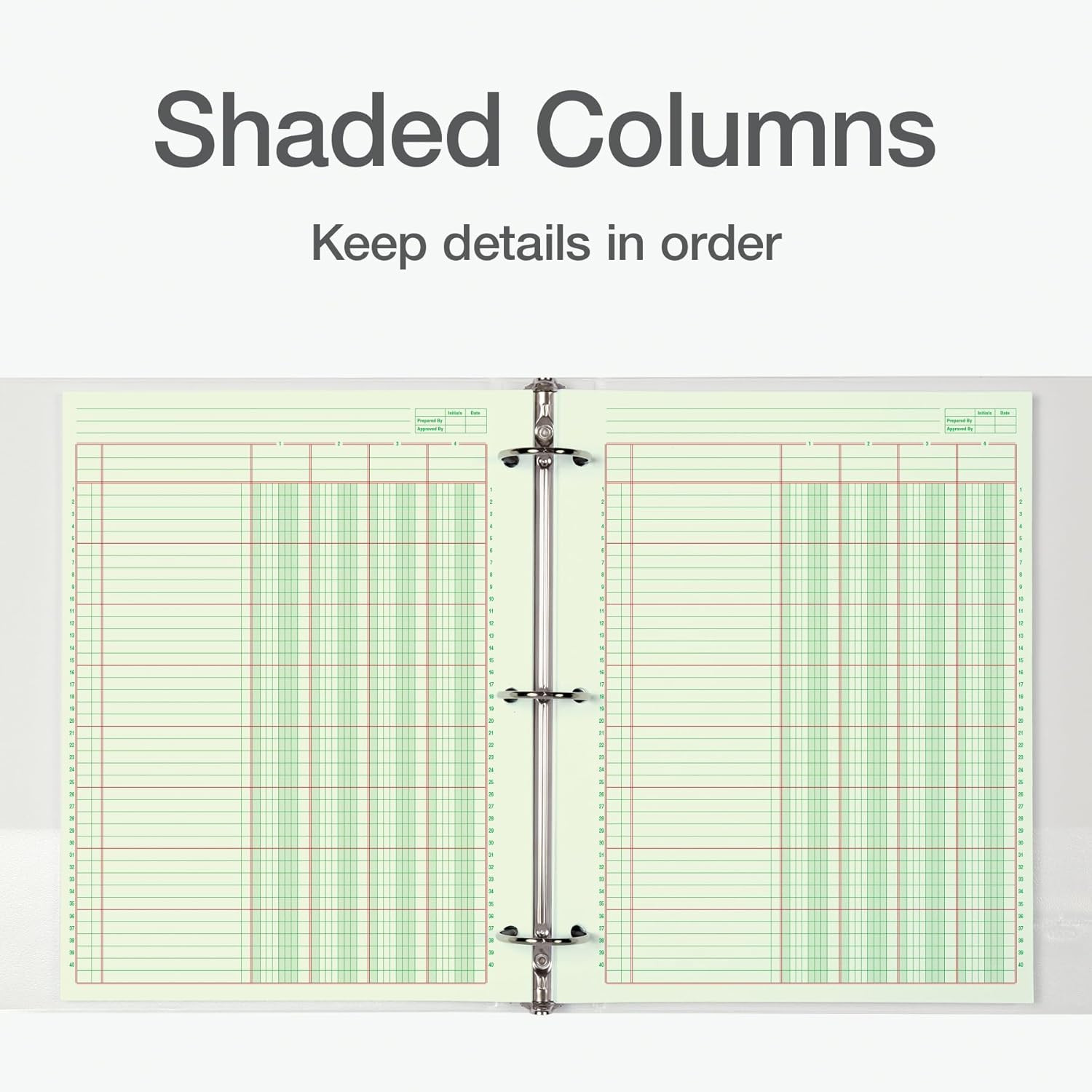Columnar Analysis Pad, 4 Column Ledger, 8.5″ X 11″, 100 Pages (50 Sheets), Green
