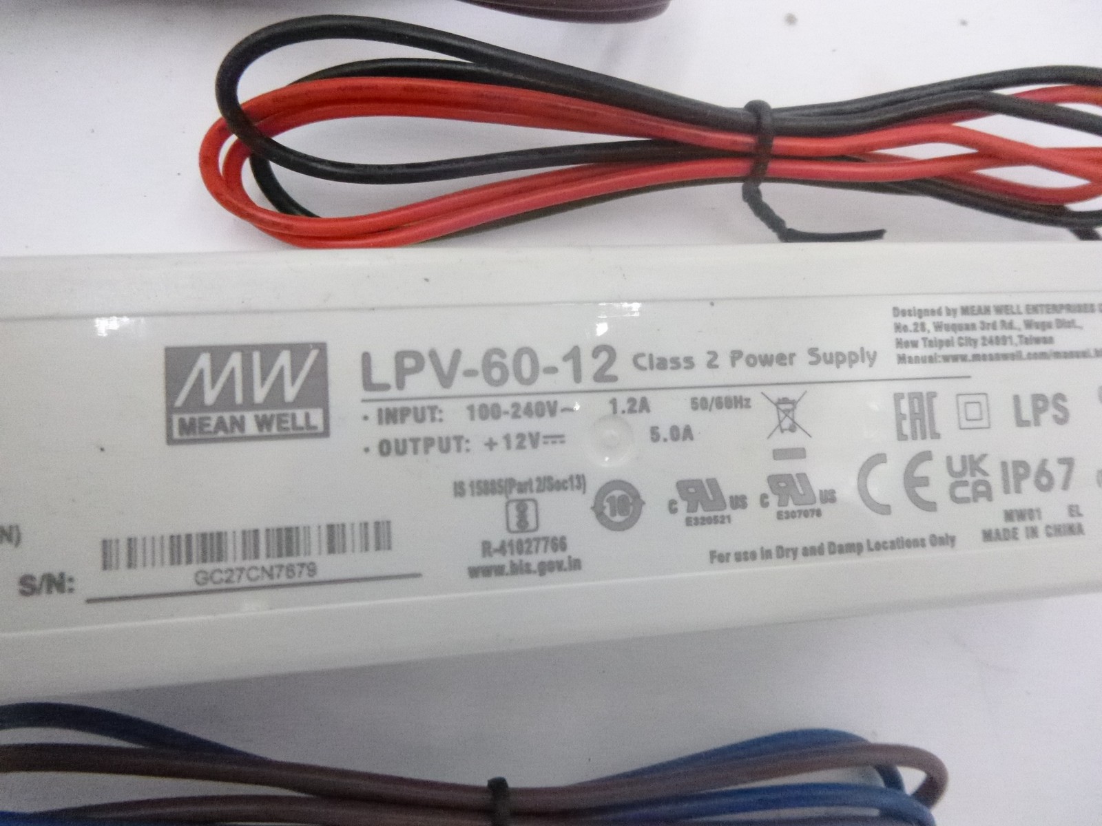 3 Pack Meanwell LED Power Supplies 60W 12V 5A LPV-60-12