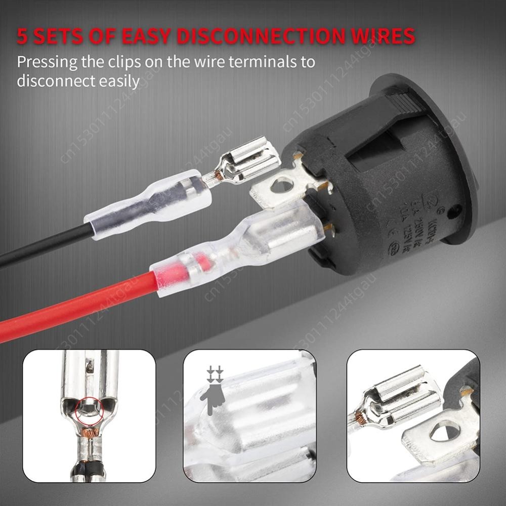 MINI Toggle Rocker DC12V-24V ON/OFF 2 Pin Switch Cable Group Round YJ-SW019