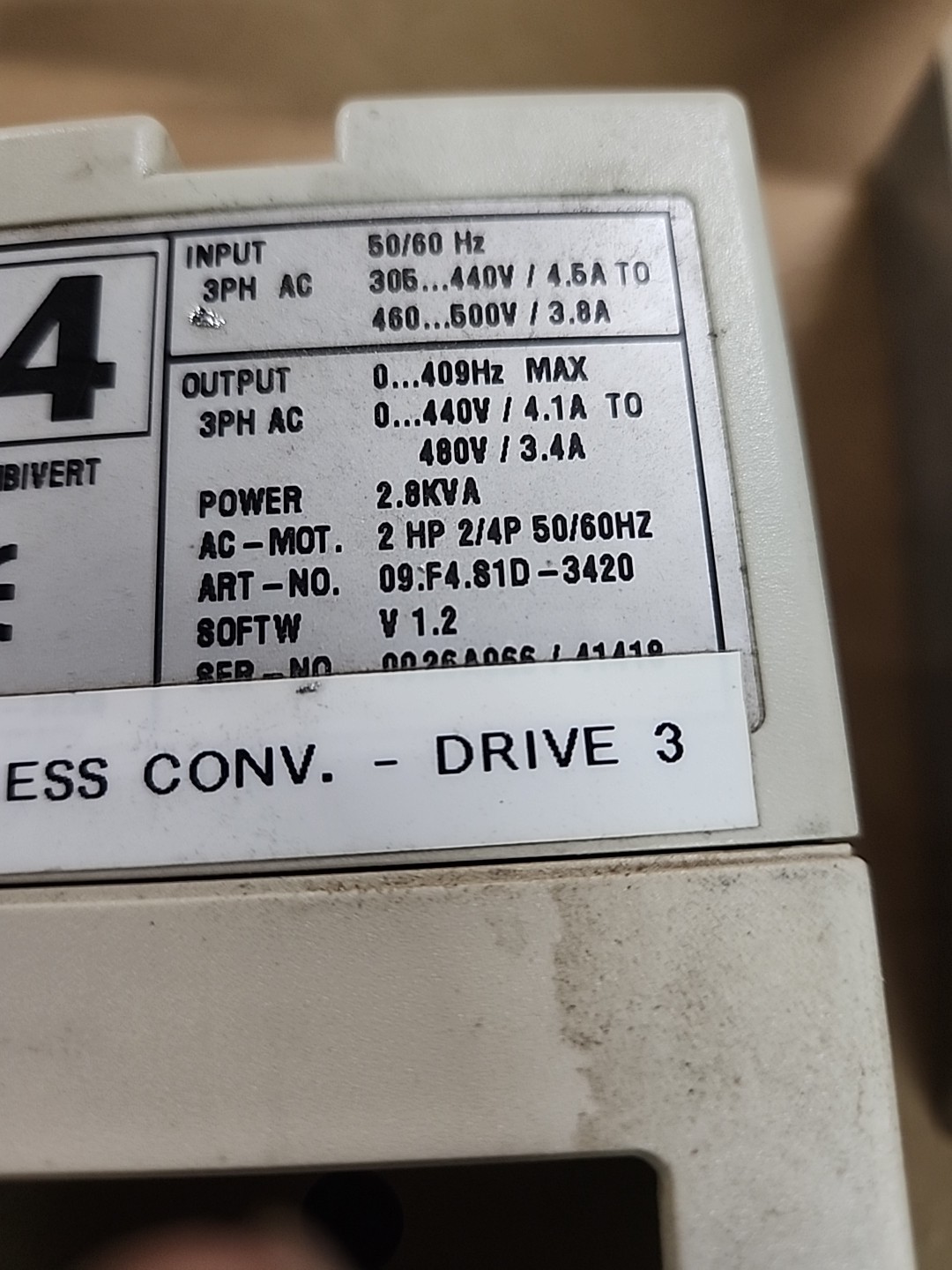 KEB 09.F4.S1D-3420 Combivert AC Drive 2.8KVA