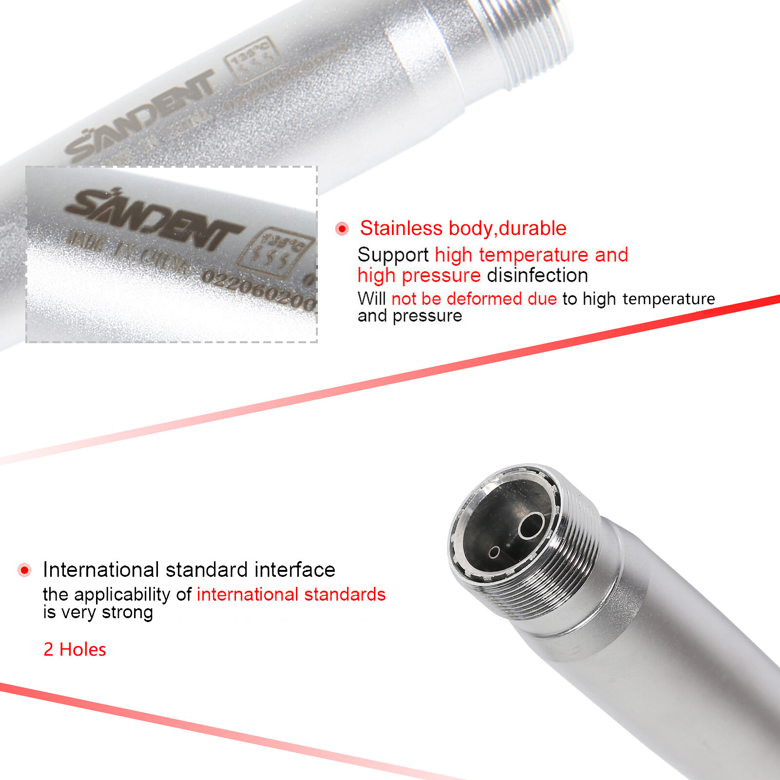 1-5X SANDENT NSK PANA MAX Style Dental High Speed Handpiece Push 2 Holes Borden