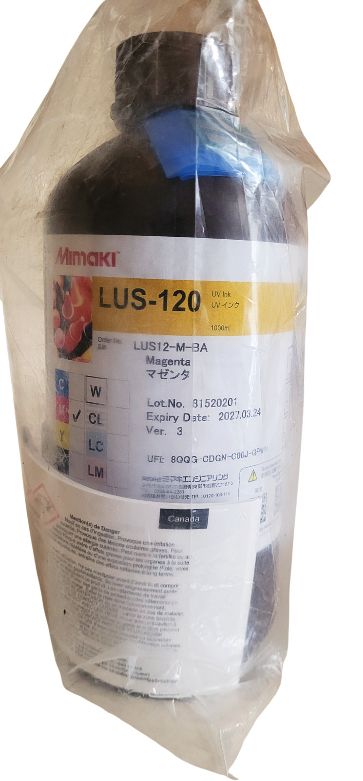 Mimaki LUS-120 LUS120 Magenta LUS12-M-BA UV Ink Exp: 03-2027
