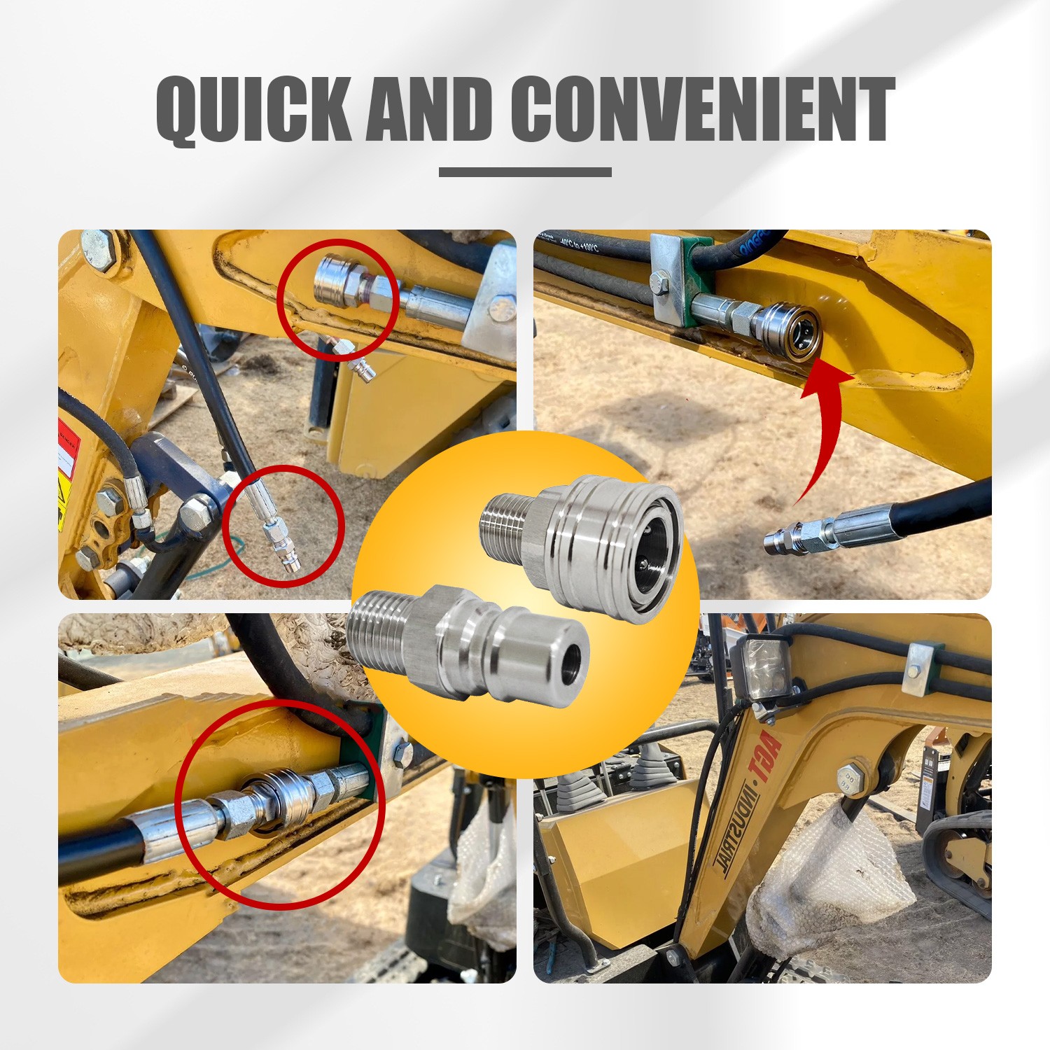 M16-M14 Hydraulic Attachment Fittings Quick Connect Adapters For Mini Excavator