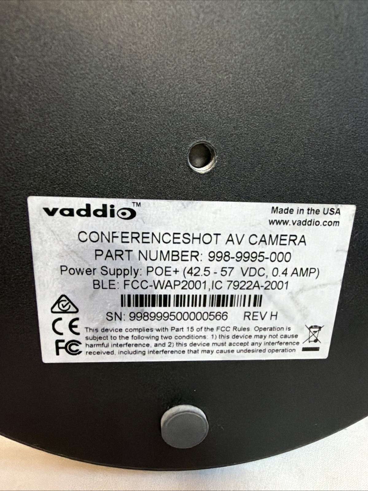 Vaddio ConferenceSHOT AV camera 998-9995-000