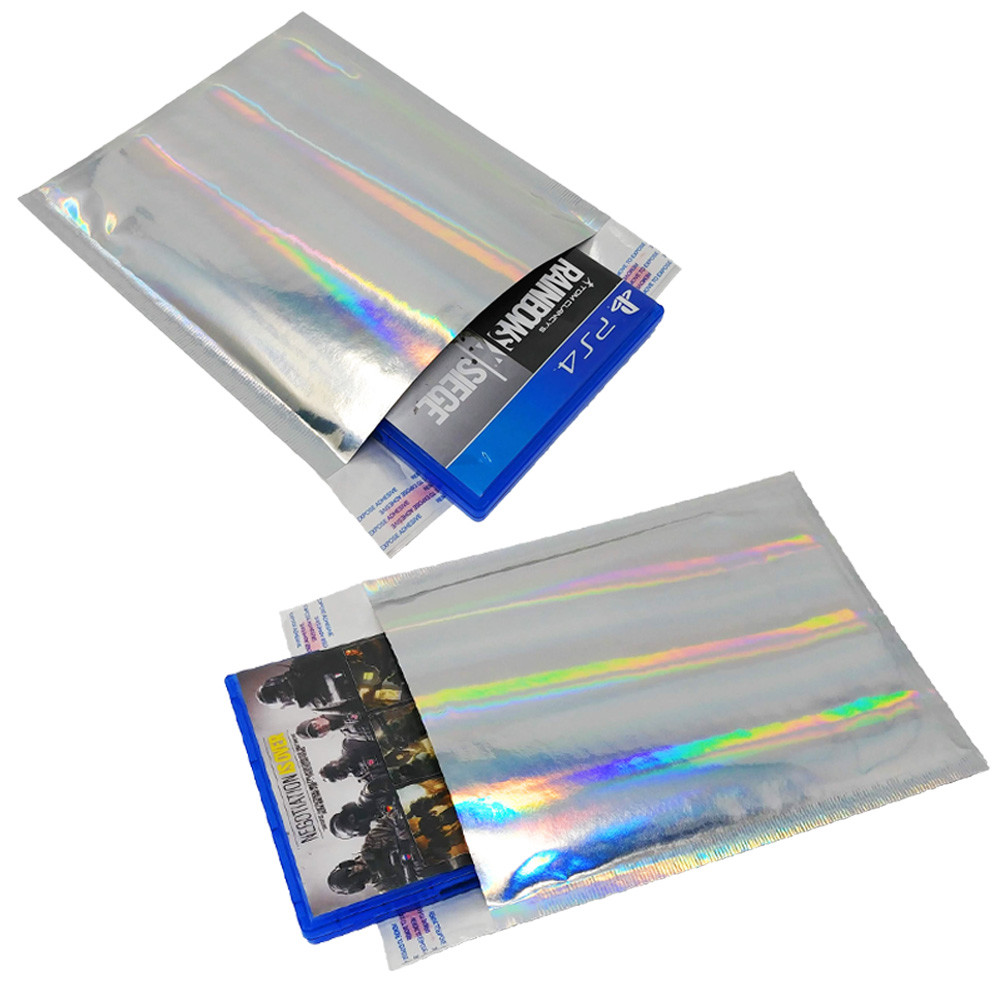 6×10 Pink & Hologram Metallic Bubble Mailers Holographic Air Shipping Envelopes