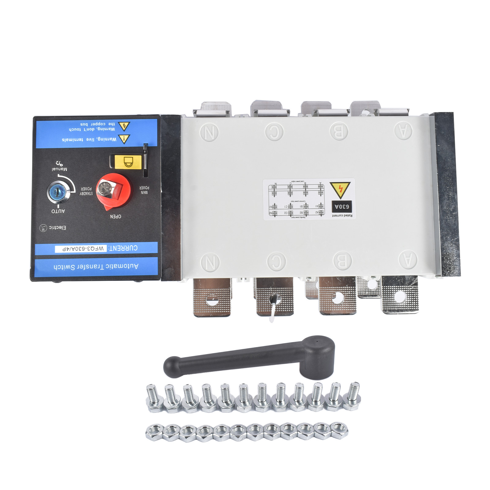 Industrial Automatic Transfer Switch 4P 630A 110V / 220V Auto or Manual Mode