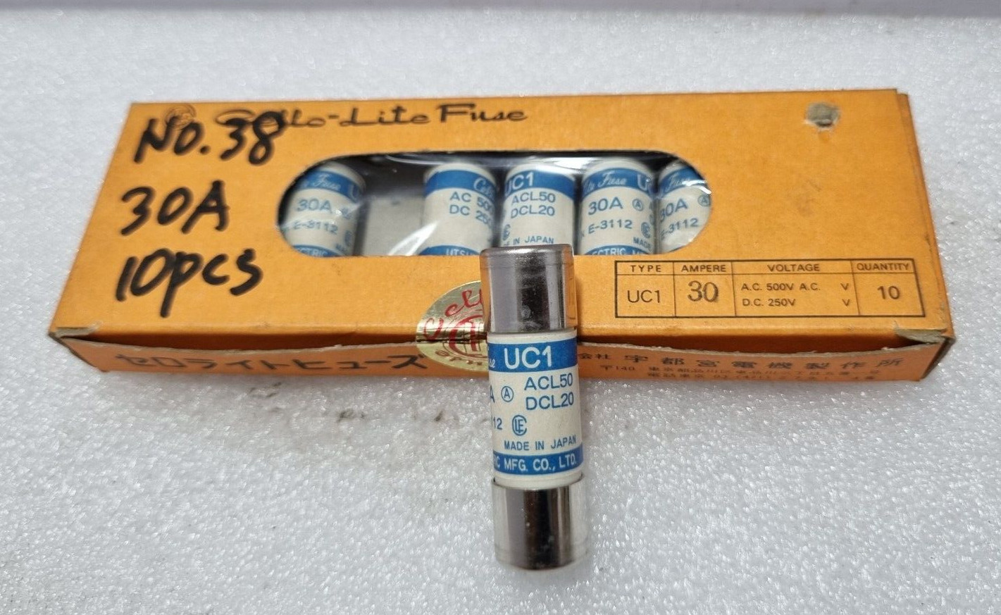 Cello-Lite Fuse UC1 Fuse 30 AMPERE A.C 500V AC DC 250V – QTY 10PCS in 1 Box