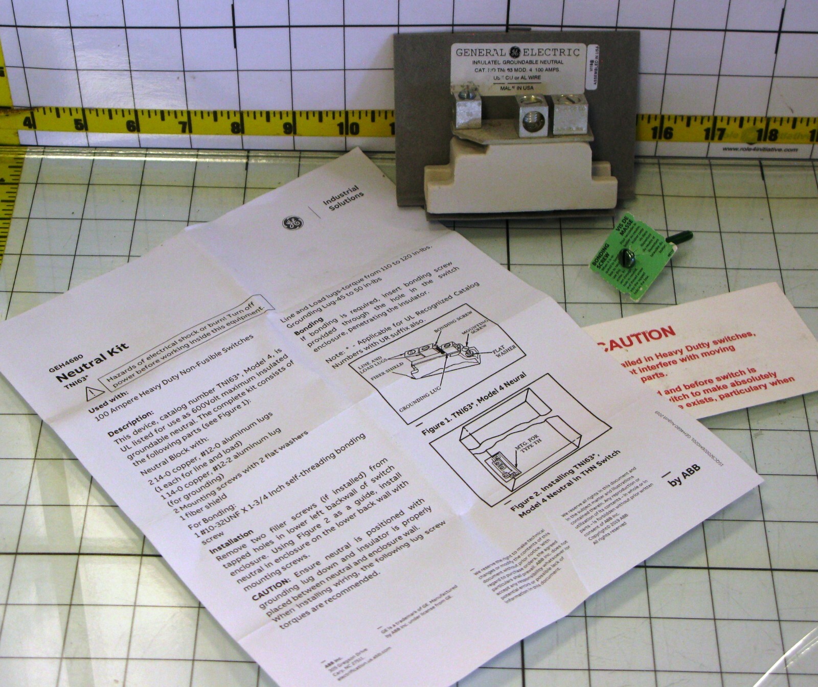 General Electric TN163 Insulated Groundable Neutral 600 volts 100 amps GE