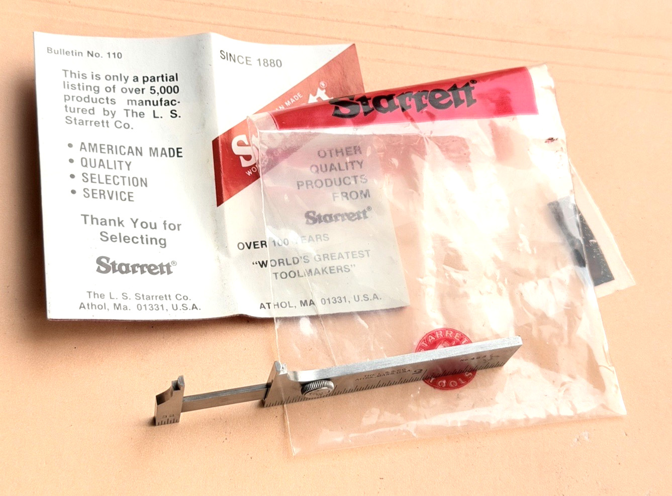 STARRETT No.425-3 3-Inch Steel Pocket Slide Caliper. Made in the USA 🇺🇸!