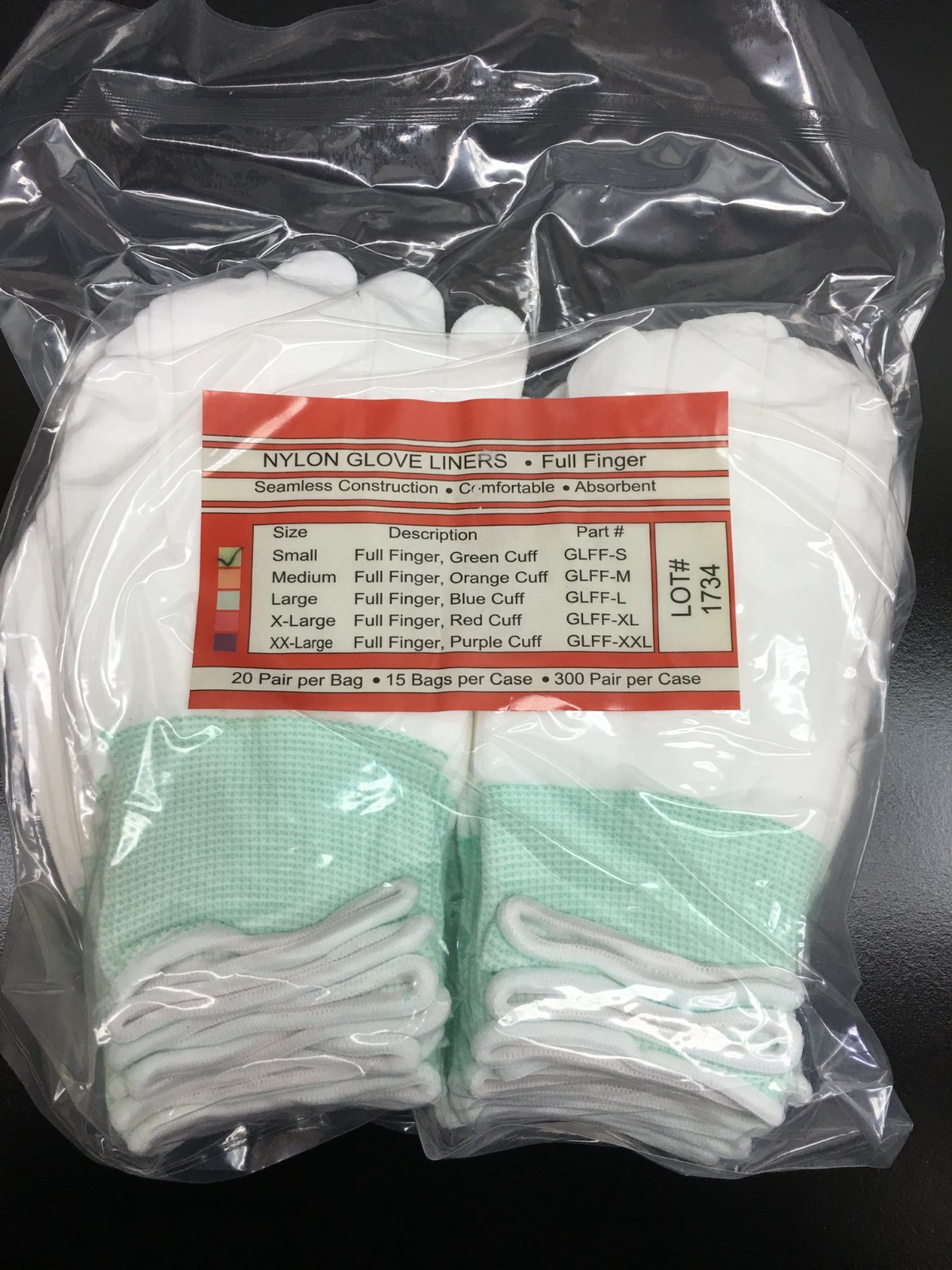 VWR Nylon Glove Liners Full Finger Size S Lot 5 PKS
