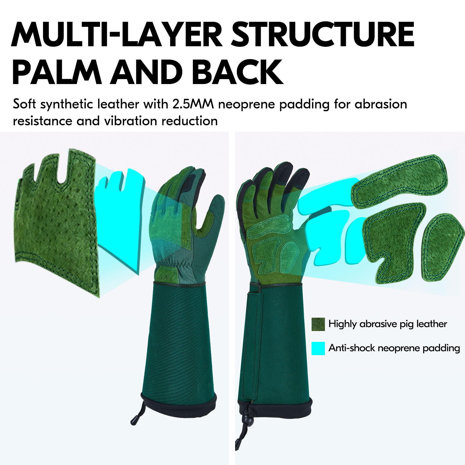 Vgo 1 Pair Gardening Gloves With Long Sleeves,Thorn Proof,Touchscreen(SL7477)