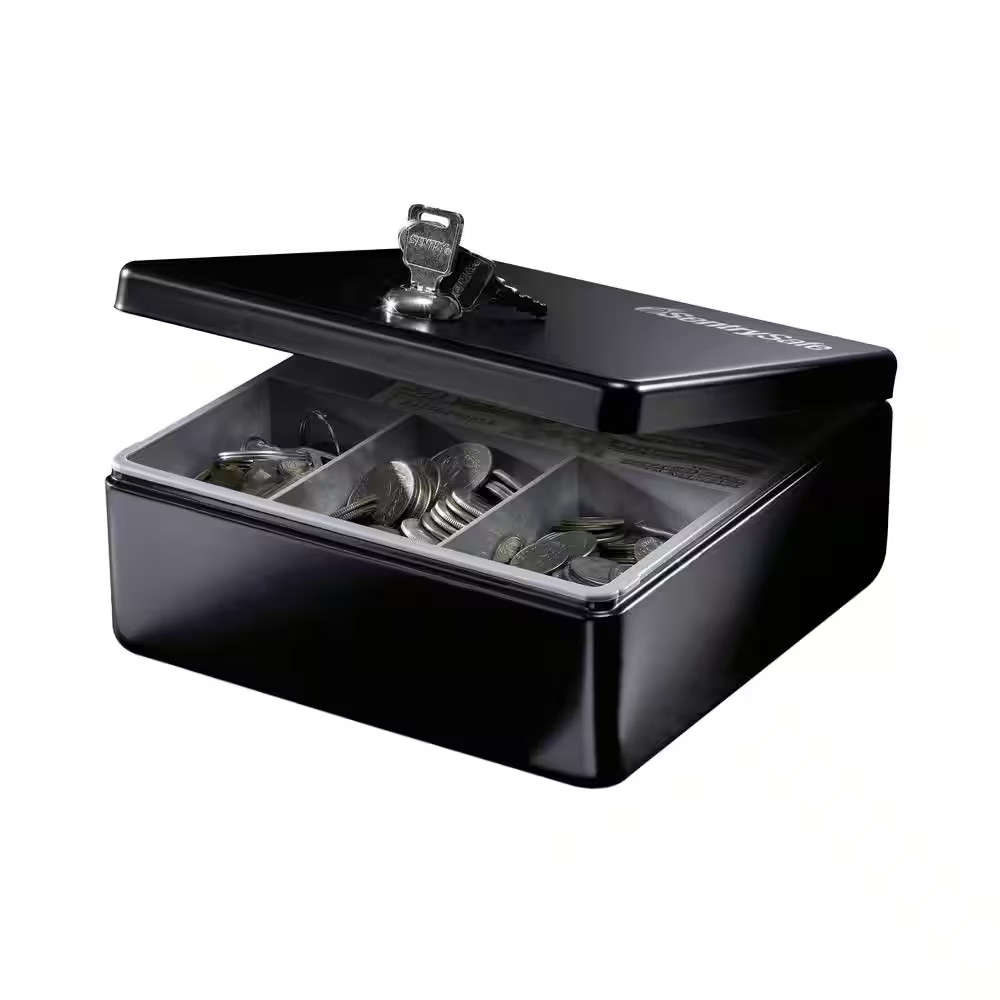 SentrySafe Money Safe Cash Box Steel 0.07 cu ft Lock Removable Tray Security