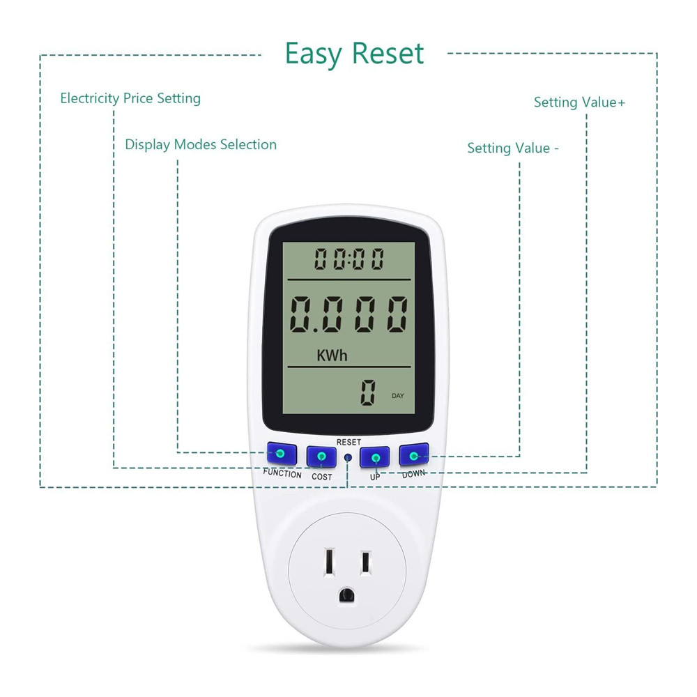 LCD Digital Outlet Power Meter Energy Monitor Volt Watt Electricity Usage Tester