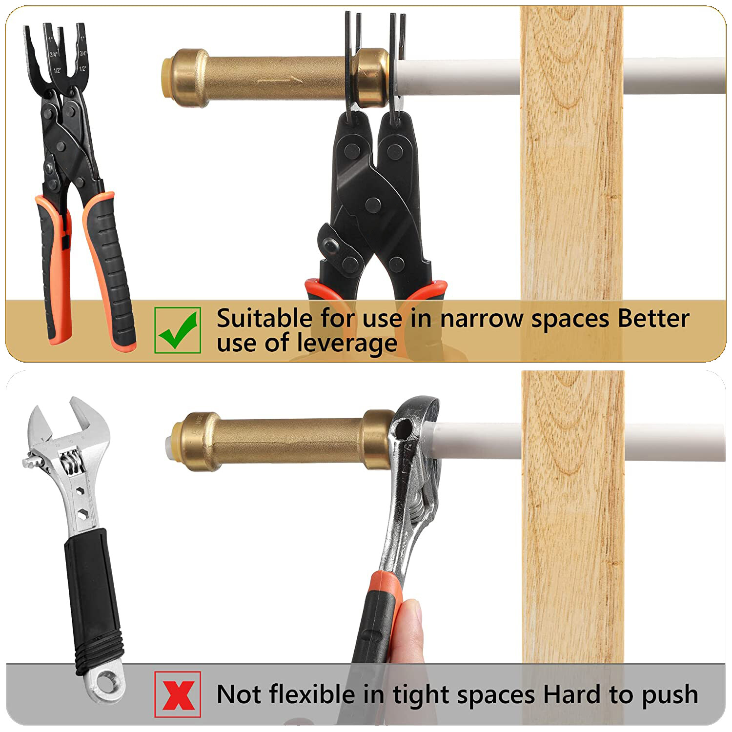 Disconnect Tong Tool for Push to Connect 1/2» 3/4» 1» Fittings Removal Tool