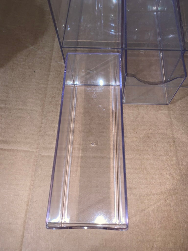 Acrylic Four-Way Organizer w/ 2 Drawers, Plastic, 13 1/4 x 13 1/4 x 10, Clear