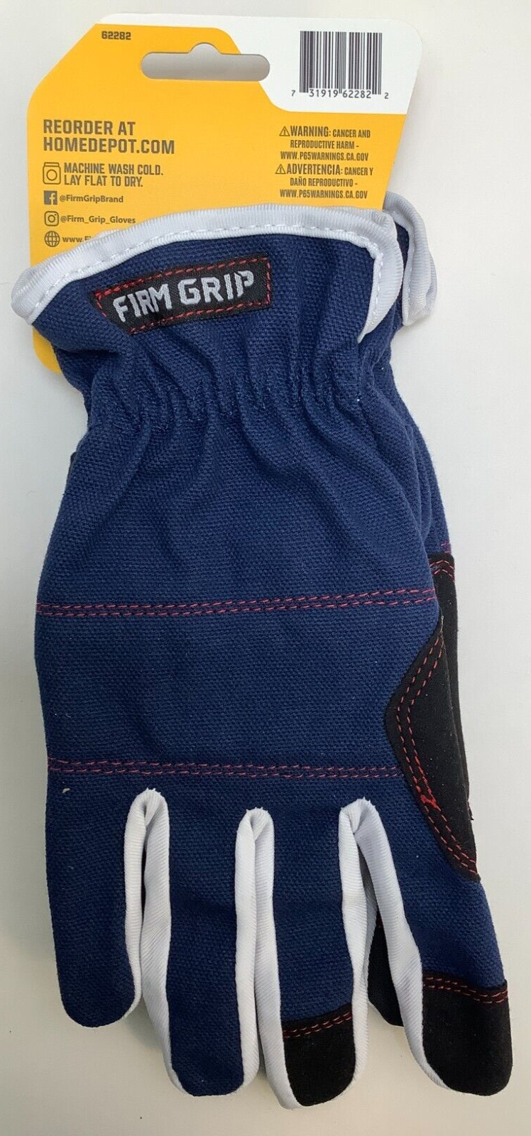 Firm Grip Duck Canvas Utility Gloves, Large, Touch Screen, Navy Blue, 3 Lot